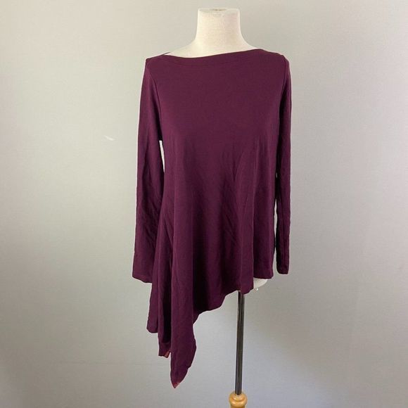 NWT‎ HALOGEN Purple Boatneck Asymmetrical Tunic - Picture 4 of 12